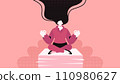 Mindful Meditation at Work, Businesswoman meditating on Documents Flat Vector Illustration Concept 110980627