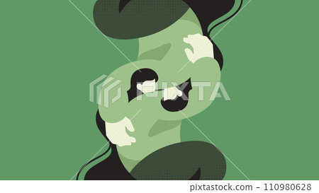 Love Myself, Woman hugging Herself to show Self-love Flat Vector Illustration Concept Love Myself, Woman hugging Herself to show Self-love Flat Vector Illustration Concept 110980628