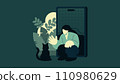 Digital Detox, Woman comes out of Phone Screen to play with Cat Flat Vector Illustration Concept 110980629