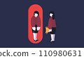 Imposter Syndrome, Businesswoman holding Trophy looks at her Sad Self in the Mirror Flat Vector Illustration Concept 110980631