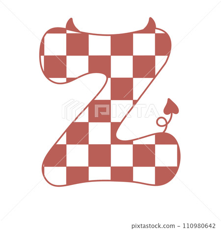 letter devil horn demon evil typeface alphabet checkered horror typography y2k monster groovy retro pink halloween and valentine 110980642