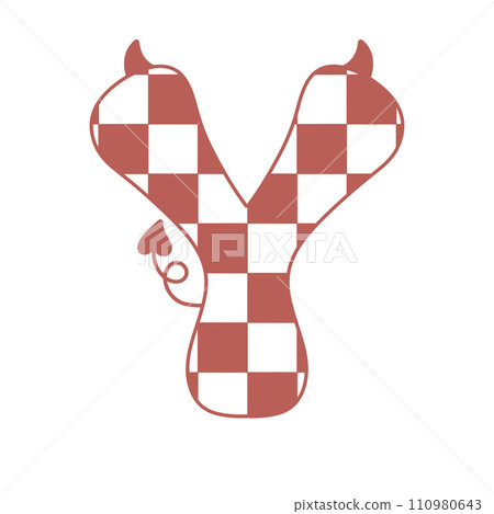 letter devil horn demon evil typeface alphabet checkered horror typography y2k monster groovy retro pink halloween and valentine 110980643