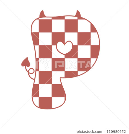 letter devil horn demon evil typeface alphabet checkered horror typography y2k monster groovy retro pink halloween and valentine 110980652