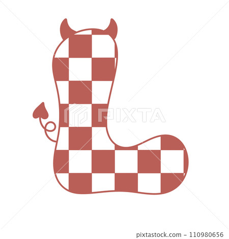 letter devil horn demon evil typeface alphabet checkered horror typography y2k monster groovy retro pink halloween and valentine 110980656