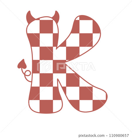 letter devil horn demon evil typeface alphabet checkered horror typography y2k monster groovy retro pink halloween and valentine 110980657