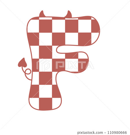 letter devil horn demon evil typeface alphabet checkered horror typography y2k monster groovy retro pink halloween and valentine 110980666