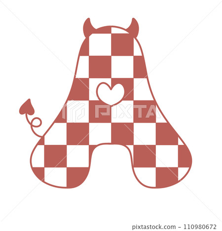 letter devil horn demon evil typeface alphabet checkered horror typography y2k monster groovy retro pink halloween and valentine 110980672