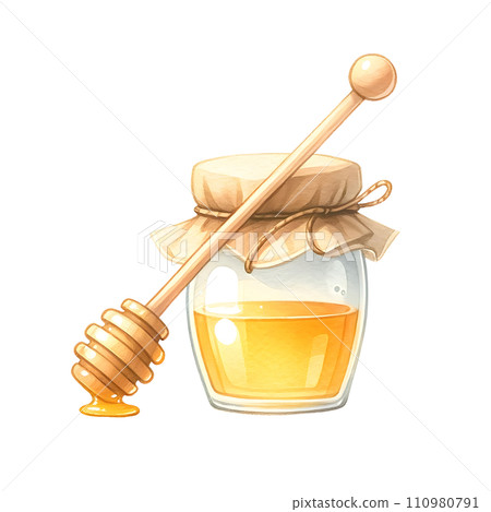 Honey jar with dipper stick 110980791