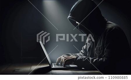 進行網路攻擊的駭客的 AI 影像 進行網路攻擊的駭客的 AI 影像 110980885