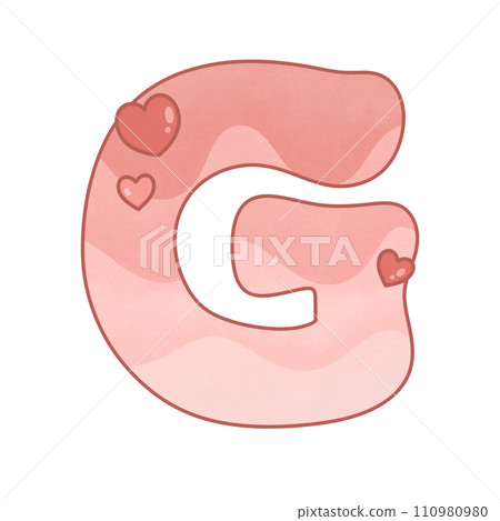 Pink heart valentine alphabet letter Pink heart valentine alphabet letter 110980980