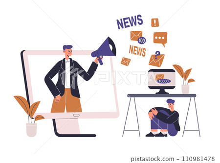 Online news, social networks, information search. Vector of information 110981478