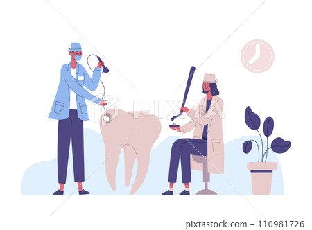 Dental clinic treatment. Vector of dentist, medical health Dental clinic treatment. Vector of dentist, medical health 110981726