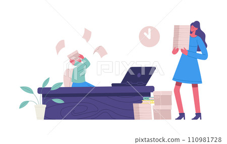 Deadline office work. Vector of business employee, 110981728