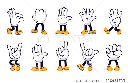 Cartoon characters hands with feet. Vector of cartoon Cartoon characters hands with feet. Vector of cartoon 110981735