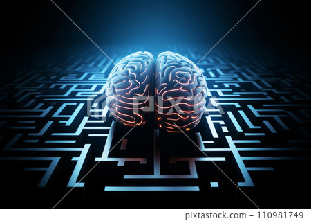Human brain on the surface of labyrinth Human brain on the surface of labyrinth 110981749