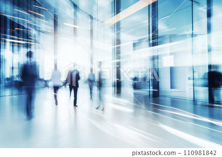 People quickly going in the business center People quickly going in the business center 110981842