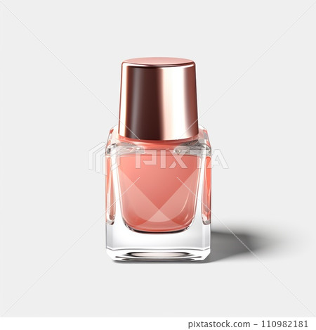 Glass bottle of nail polish on a white background. 110982181