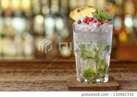 Refreshing cocktail with ice 110982356