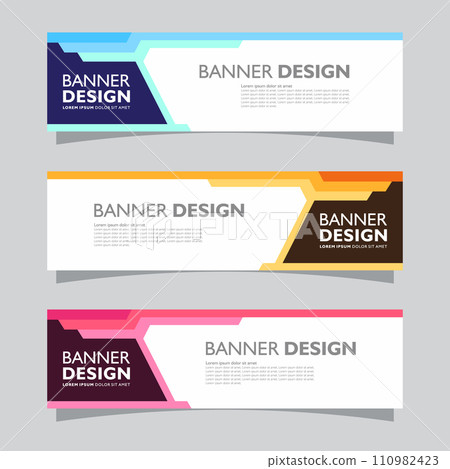 Vector set of landscape banner background design concept. Web background business layout template 110982423