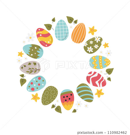 Circle frame design with easter egg and copy space Circle frame design with easter egg and copy space 110982462