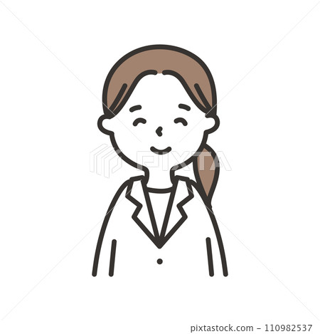 穿著白大褂微笑的女人的插圖 穿著白大褂微笑的女人的插圖 110982537