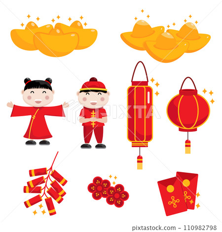 chinese new year decoration element set 110982798