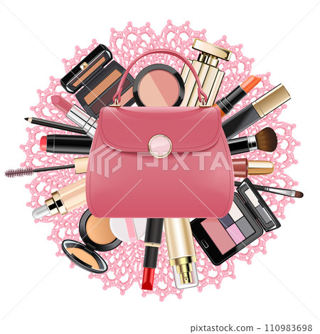 Vector Makeup Concept with Lace Round Vector Makeup Concept with Lace Round 110983698