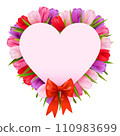 Vector Tulips Heart Concept with Red Bow 110983699