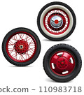 Vector Retro Wheels with Red Disks 110983718
