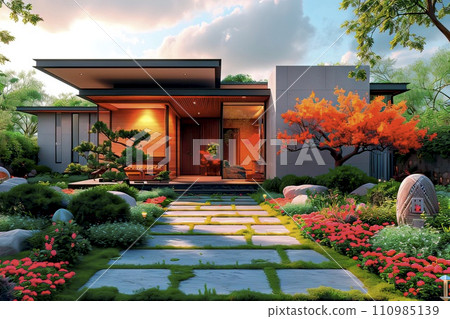 AI-generated content. Single-storey exclusive holiday home with large well-tended garden. AI-generated content. Single-storey exclusive holiday home with large well-tended garden. 110985139