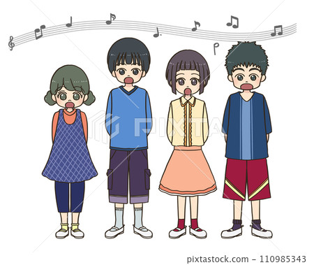 New students lined up to sing in chorus 110985343