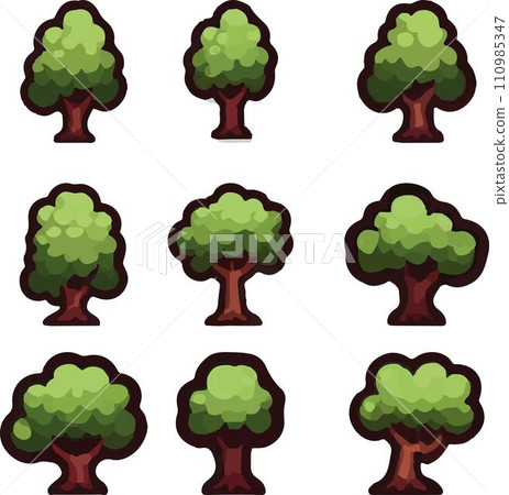 Beautiful and lovely game items trees vector set 110985347