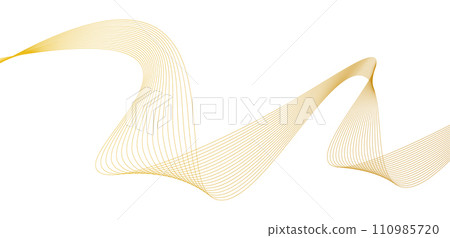 Abstract wavy lines flowing, smooth curve gold gradient on transparent background. Vector illustration 110985720