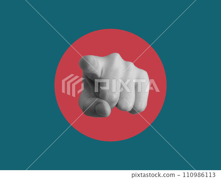 Index finger pointing forward, indicating at you, choosing, selecting. Election concept 110986113