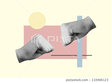 Greeting with hands, fist bump gesture. Girls power, team, partners, support concept Greeting with hands, fist bump gesture. Girls power, team, partners, support concept 110986123