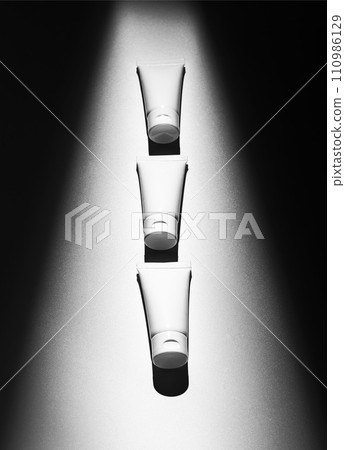 Cream, lotion, mask, gel tube mockup, beauty product package for three step skin care Cream, lotion, mask, gel tube mockup, beauty product package for three step skin care 110986129