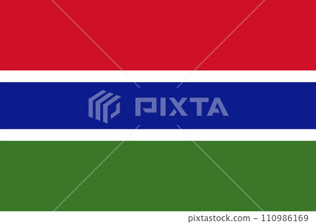 The official current flag of Republic of Gambia. State flag of Gambia. Illustration. 110986169