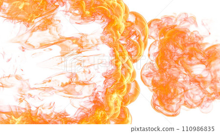 3d illustration. Tongues of flame collide from opposite sides on a white background. 3d illustration. Tongues of flame collide from opposite sides on a white background. 110986835