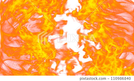 3d illustration. Tongues of flame from four sides on a white background. 3d illustration. Tongues of flame from four sides on a white background. 110986840