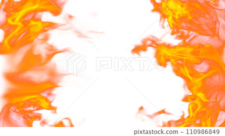 3d illustration. Tongues of flame from four sides on a white background. 3d illustration. Tongues of flame from four sides on a white background. 110986849