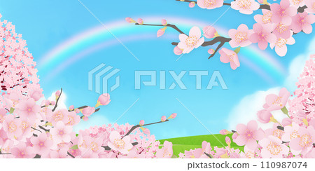 櫻花盛開的簡單插畫 110987074