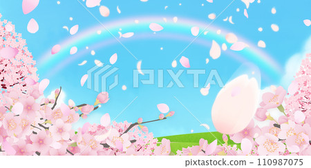 Simple illustration of cherry blossoms in full bloom 110987075
