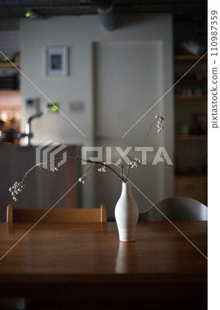 白色花瓶和蝦虎魚在晨光中閃閃發光 白色花瓶和蝦虎魚在晨光中閃閃發光 110987359