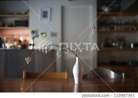 白色花瓶和蝦虎魚在晨光中閃閃發光 110987361