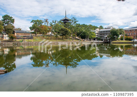 南都八景:從猿澤池看興福寺五層塔 南都八景:從猿澤池看興福寺五層塔 110987395