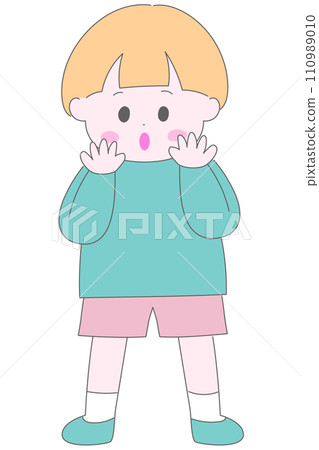 一個短頭男孩的全身插圖 一個短頭男孩的全身插圖 110989010