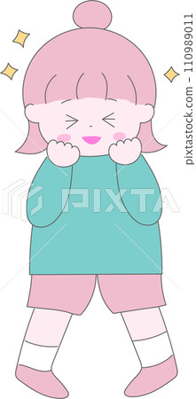 一個快樂的髮髻女孩的插圖 110989011