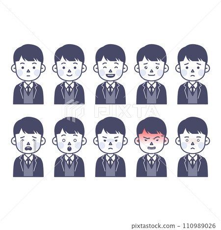 male student expressing various emotions 110989026