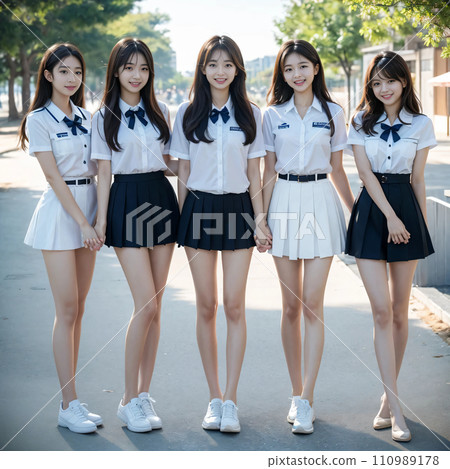 五個高中女生穿著制服 AI 凹印 AI 照片 AI 圖像 五個高中女生穿著制服 AI 凹印 AI 照片 AI 圖像 110989178