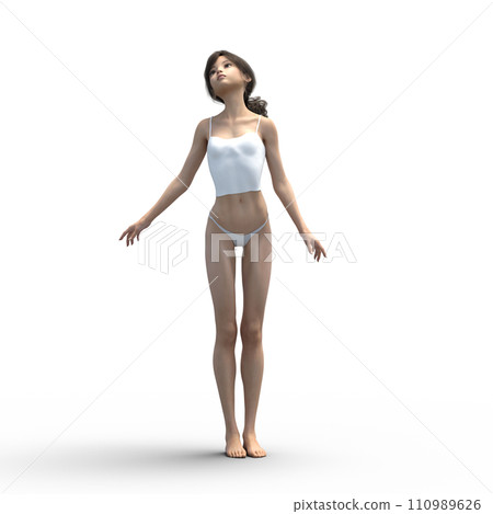 穿著內衣燙髮的女人3D CG插畫素材 110989626